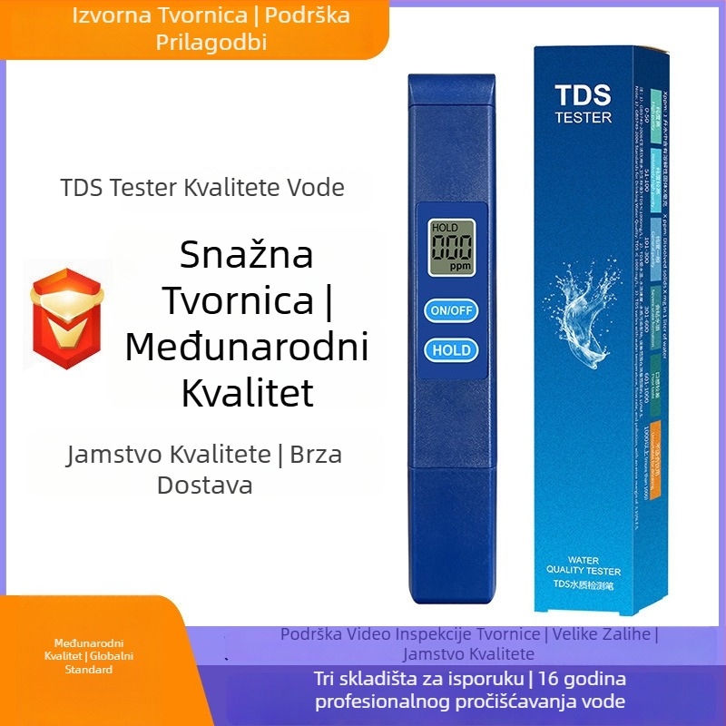Prijenosni analizator kakvoće vode TDS-H1A: raspon 0–9990 ppm, točnost 1 ppm, napajanje 3V