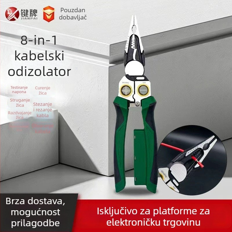 8-u-1 kabelske kliješte za električare, nehrđajući čelik, s testerom