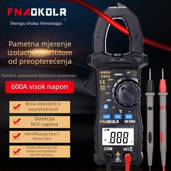 Kliješni multimetar, raspon 600 A, zaslon sa 1999 točaka, CE/FCC certifikovan