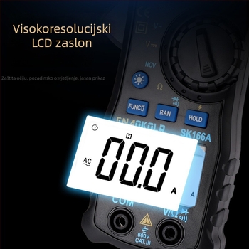 Kliješni multimetar, raspon 600 A, zaslon sa 1999 točaka, CE/FCC certifikovan