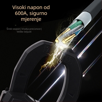 Kliješni multimetar, raspon 600 A, zaslon sa 1999 točaka, CE/FCC certifikovan