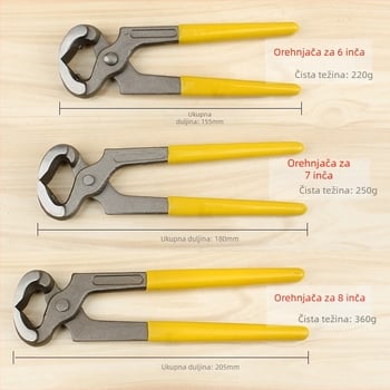 Klešta za vađenje eksera, gornja i ravna čeljust, visoko ugljična čelika, težina 220 g / 250 g / 360 g