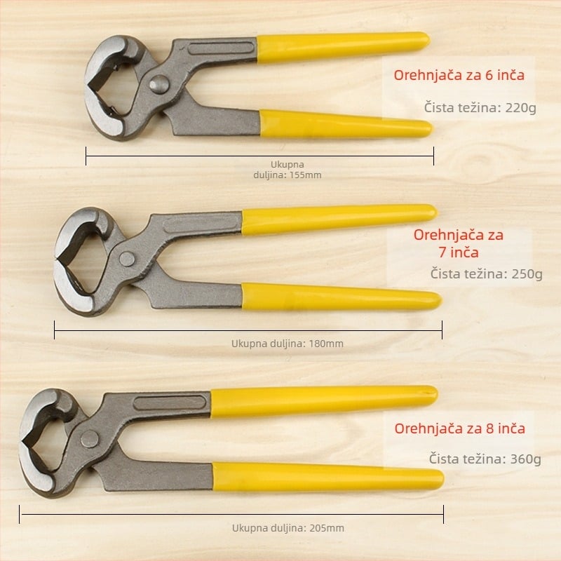 Klešta za vađenje eksera, gornja i ravna čeljust, visoko ugljična čelika, težina 220 g / 250 g / 360 g