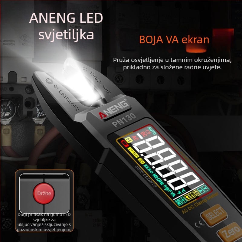 U-oblikovani kliještni mjerni uređaj s digitalnim zaslonom, inteligentnom identifikacijom, višefunkcionalni visokoprecizni AC/DC klamps mjerni uređaj s izravnim punjenjem litijeve baterije