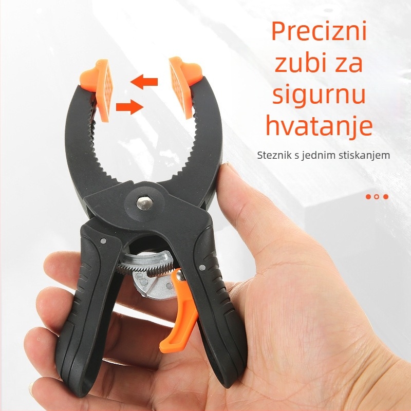 G-klamp za stolarske poslove — univerzalni fiksni steznik, podesivi tlak, brzi zupčasti mehanizam, plastična konstrukcija