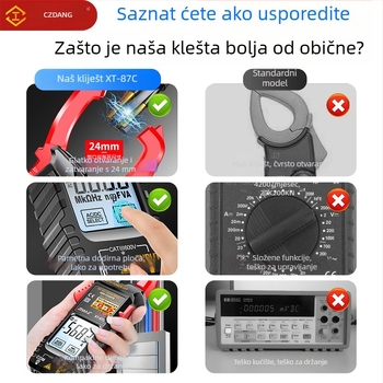 Klemenski ampermetar s inteligentnim zaslonom na dodir, visoka preciznost, podsvijetljeni zaslon, za električare i kućnu održavanje, otporan na pregorijevanje, multimetar