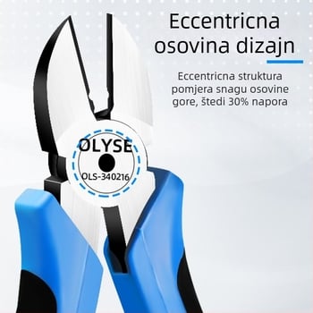 Orlis industrijske klase kliješta s dijagonelnim nosom za cijevi, od 55# čelika, ukupna duljina 165 mm, duljina hvataljke 15 mm, težina 240 g