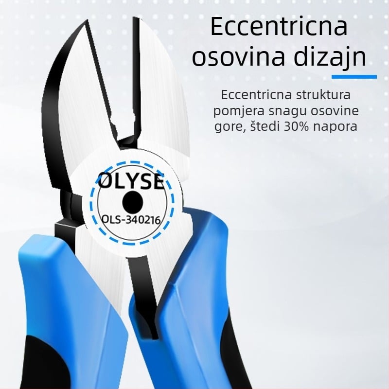 Orlis industrijske klase kliješta s dijagonelnim nosom za cijevi, od 55# čelika, ukupna duljina 165 mm, duljina hvataljke 15 mm, težina 240 g