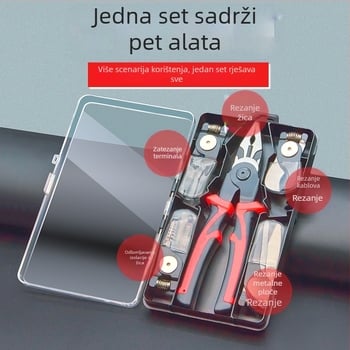 ZHCY Set kliješta: kliješta za zaključavanje, kliješta s dugim nosnicama, diagonala kliješta i odvijač za žice — protuklizna, vijčani čelik, težina 1,2