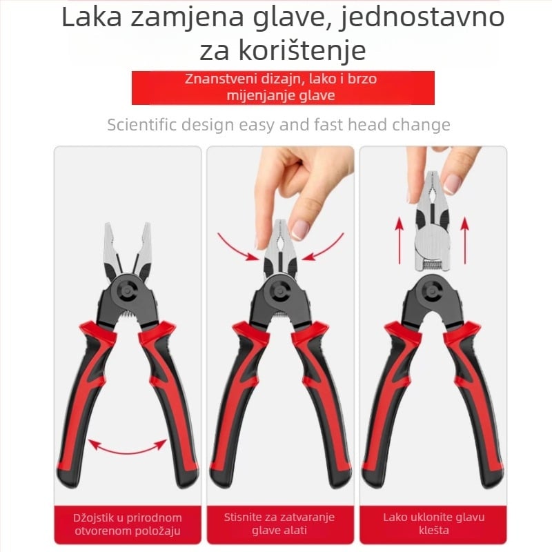 ZHCY Set kliješta: kliješta za zaključavanje, kliješta s dugim nosnicama, diagonala kliješta i odvijač za žice — protuklizna, vijčani čelik, težina 1,2