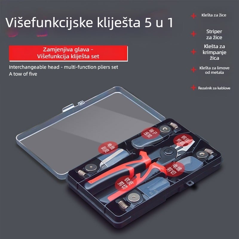 ZHCY Set kliješta: kliješta za zaključavanje, kliješta s dugim nosnicama, diagonala kliješta i odvijač za žice — protuklizna, vijčani čelik, težina 1,2