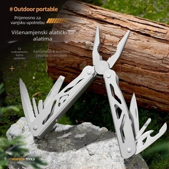Multifunkcionalne kliješta od nehrđajućeg čelika s sklopnim nožem — prijenosni vanjski alat za hitne slučajeve, rezanje i hvatanje, težina 0,157 kg