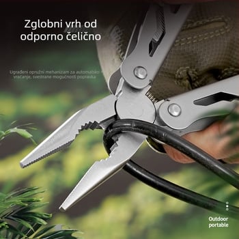 Multifunkcionalne kliješta od nehrđajućeg čelika s sklopnim nožem — prijenosni vanjski alat za hitne slučajeve, rezanje i hvatanje, težina 0,157 kg