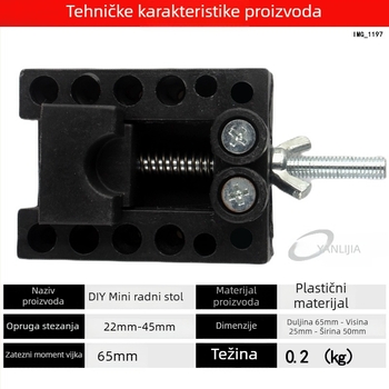 Mini radni vješak za DIY preradu – bušenje i poliranje; pogodno za jezgro breskve, perle, nakit, sat; materijal: plastika; težina: 0.2