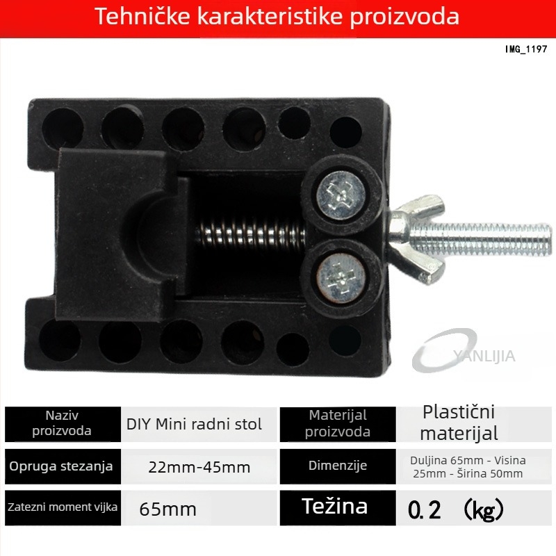 Mini radni vješak za DIY preradu – bušenje i poliranje; pogodno za jezgro breskve, perle, nakit, sat; materijal: plastika; težina: 0.2