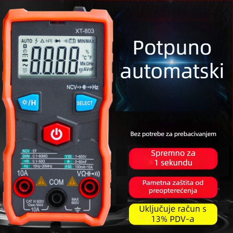 Digitalni multimetar s automatskim rasponom, visoka preciznost, mjerač kapaciteta, kompaktn