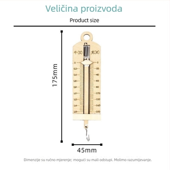 Dinamometar s oprugom – drvena edukativna igračka za uzrast 7–14 godina, pakiranje u vrećicu, OEM logo