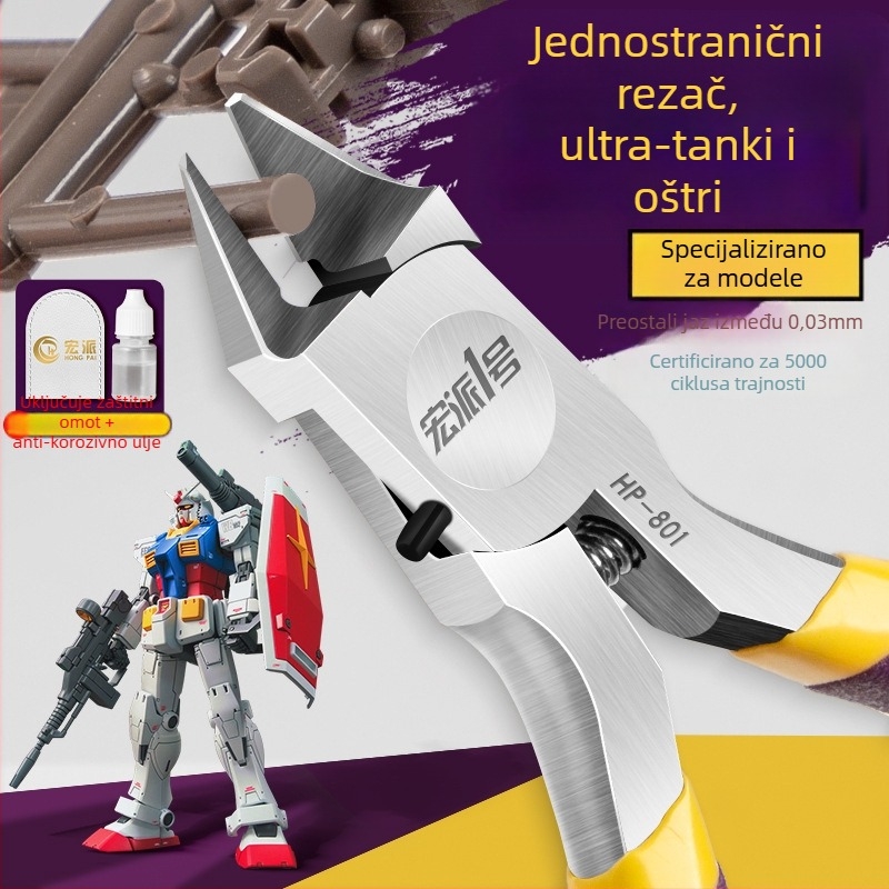 Klešta za rezanje – Hongpai No.1, jednostrani kliješta za sklapanje Gundam modela, za plastične modele, visoko ugljična čelika, težina 0.1