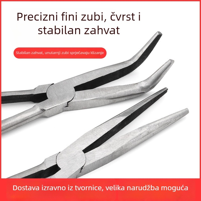 Klešta s iglom nosom - produžene dugi nosovi, zakrivljene vrhove 45°/90°, Električarske višenamjenske kliješta — Marka: win win; Materijal: Drugo; Težina: Više; Specifikacije: Više