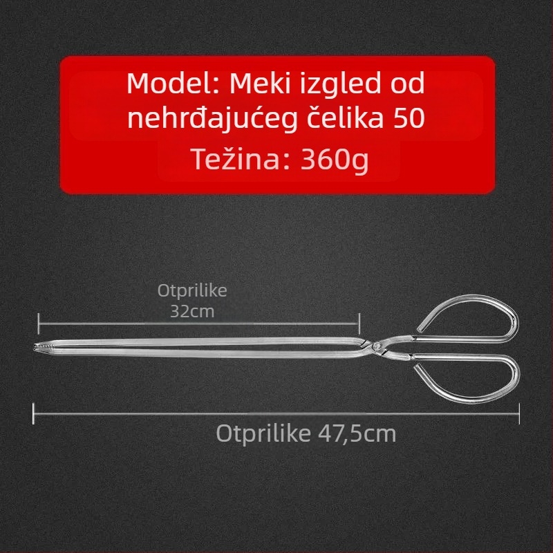 Nerđajuće čelične kliješta za vatru s dugim držačem, za kućnu upotrebu
