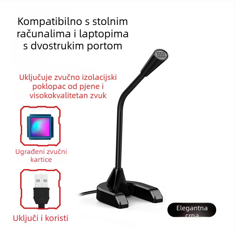 Amoi G8 USB kondenzatorski mikrofon za računalo, live streaming i karaoke – 20Hz-20kHz, SNR ≥95dB, Plug-and-Play, USB napajanje 5V