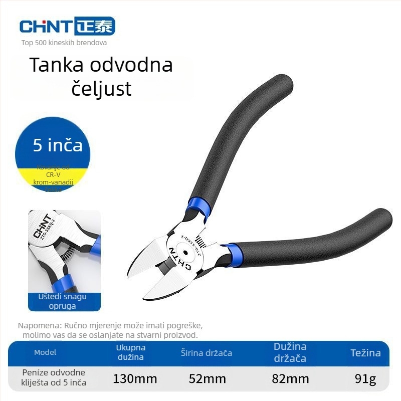 Industrijske dijagonalne kliješta za rezanje žica s offsetnim čeljustima, tanki alat za elektroniku, krom-vanadno čelik, težina 0.091–0.152 kg