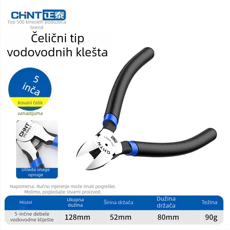 Industrijske dijagonalne kliješta za rezanje žica s offsetnim čeljustima, tanki alat za elektroniku, krom-vanadno čelik, težina 0.091–0.152 kg