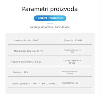 Wolf Defender Osobni alarm – 130 dB, LED bljesak, 4.5 V, ABS, 1 godina pripravnosti (Model PA400)