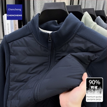 Muški zimski jakna s perjem, stojeći ovratnik, zip, debeli, punjenje 35 g perja, sadržaj perja 91–95%