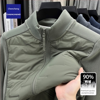 Muški zimski jakna s perjem, stojeći ovratnik, zip, debeli, punjenje 35 g perja, sadržaj perja 91–95%