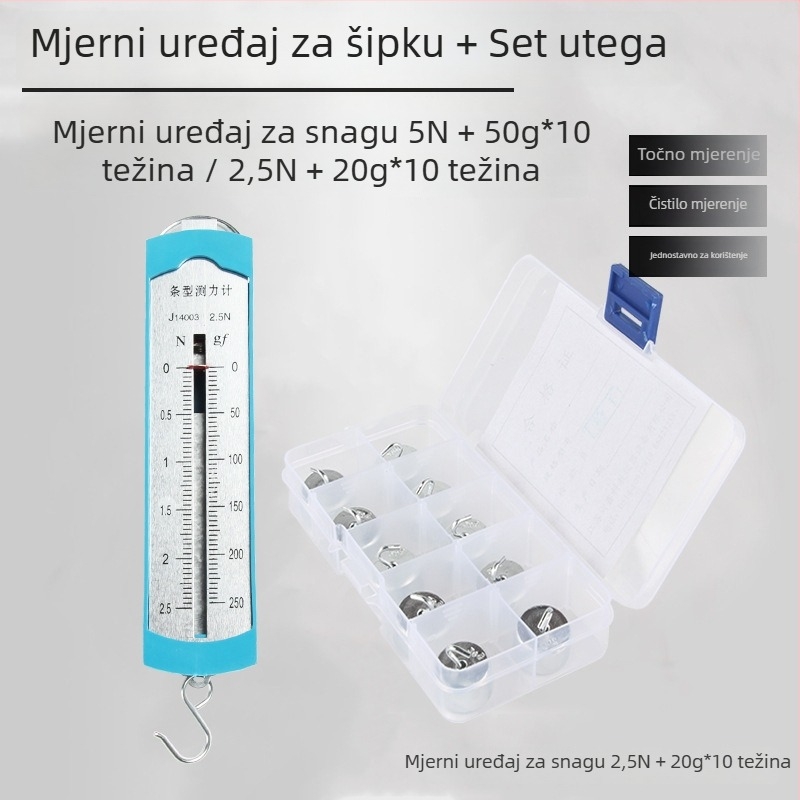5N opružni dinamometar s metalnim kukom – nastavni alat za mehaniku za osnovnu i srednju školu