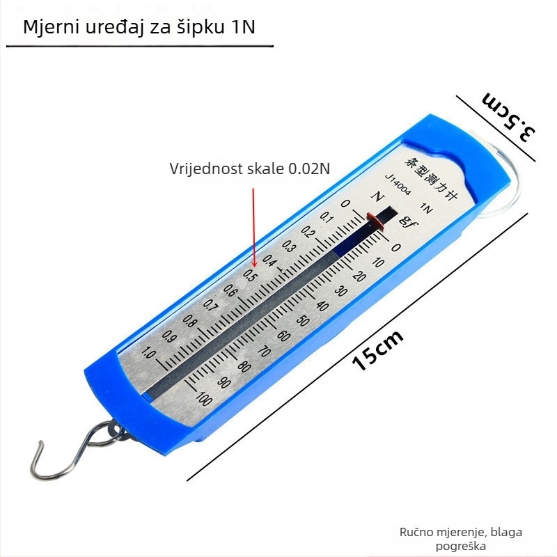 5N opružni dinamometar s metalnim kukom – nastavni alat za mehaniku za osnovnu i srednju školu