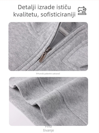 Mikina s poluzipom i stojećim ovratnikom, labav kroj, fleece podstava, pamukasto-mješavina