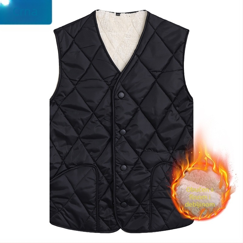 Muška debela pamučna vesta bez kapuljače, slobodan kroj, punjenje od pamuka, podstava od poliestera, Zima 2024