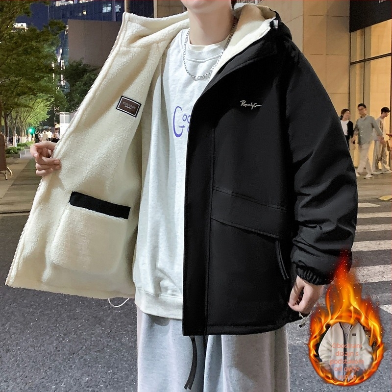 Muška flis jakna s kapuljom za zimu, debela, ležernog kroja, dugi rukavi, zatvarač, podstava od poliestera, smjesa sintetičkih vlakana