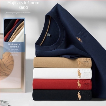 Muška debela izvezeni majica s okruglim izrezom, dugi rukav, pamuk 51/49 smjesa