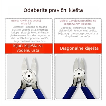 DK industrijski dijagonalni kliješta za rezanje A05, Cr-V čelik, čvrste i izdržljive, težina 0,15 kg