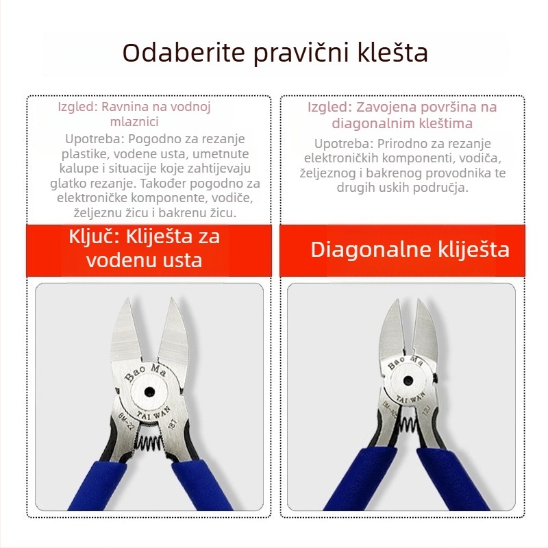 DK industrijski dijagonalni kliješta za rezanje A05, Cr-V čelik, čvrste i izdržljive, težina 0,15 kg