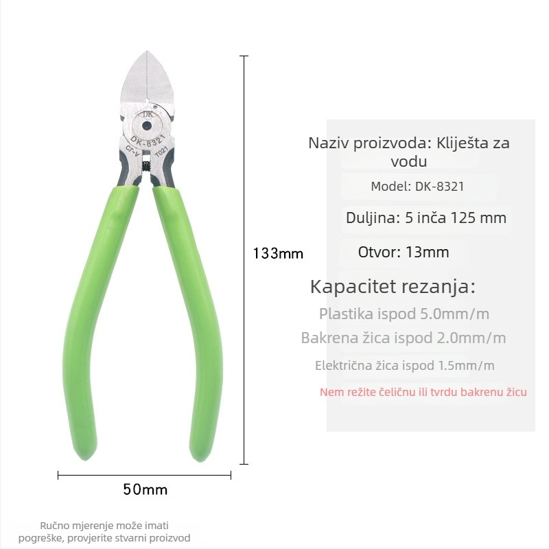DK industrijski dijagonalni kliješta za rezanje A05, Cr-V čelik, čvrste i izdržljive, težina 0,15 kg