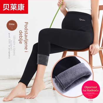 Belaikang trudničke tajice s fleece podstavom, debele, podrška za trbuh, uski kroj, visoka elastičnost, poliester 70–80%