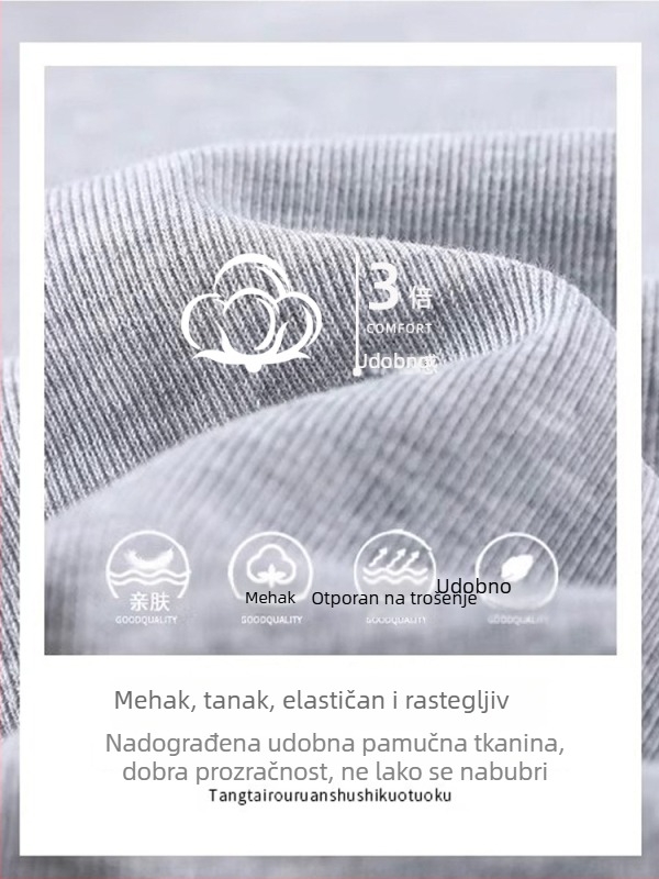 Trudničke hlače s potporom za trbuh, širokih krojeva, dugačke hlače, tkanina od pamuk-poliester smjese (50–70% pamuk, 30–50% poliester)