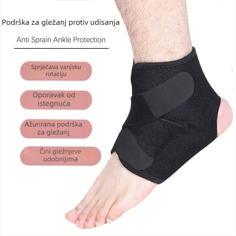 Zglobna ortoza gležnja – prilagodljiva protivokretna, prozračna kompresijska traka, za košarku