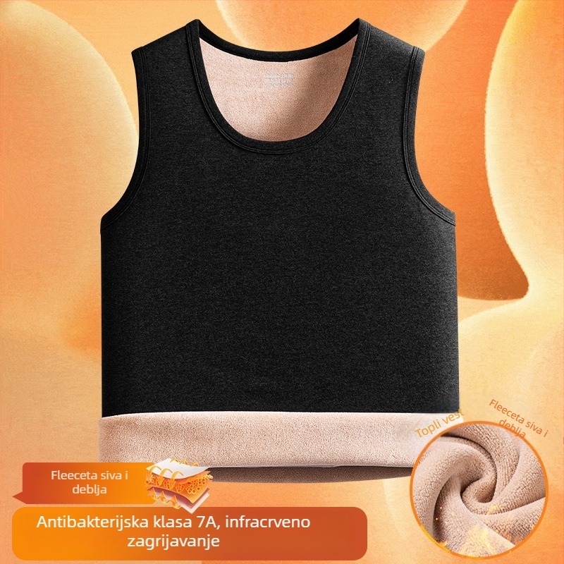 Muška zimska vesta s flis podstavom, 95% poliester, jednobojni uzorak