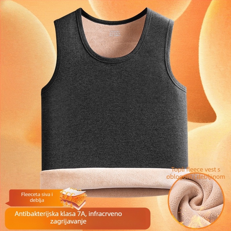 Muška zimska vesta s flis podstavom, 95% poliester, jednobojni uzorak