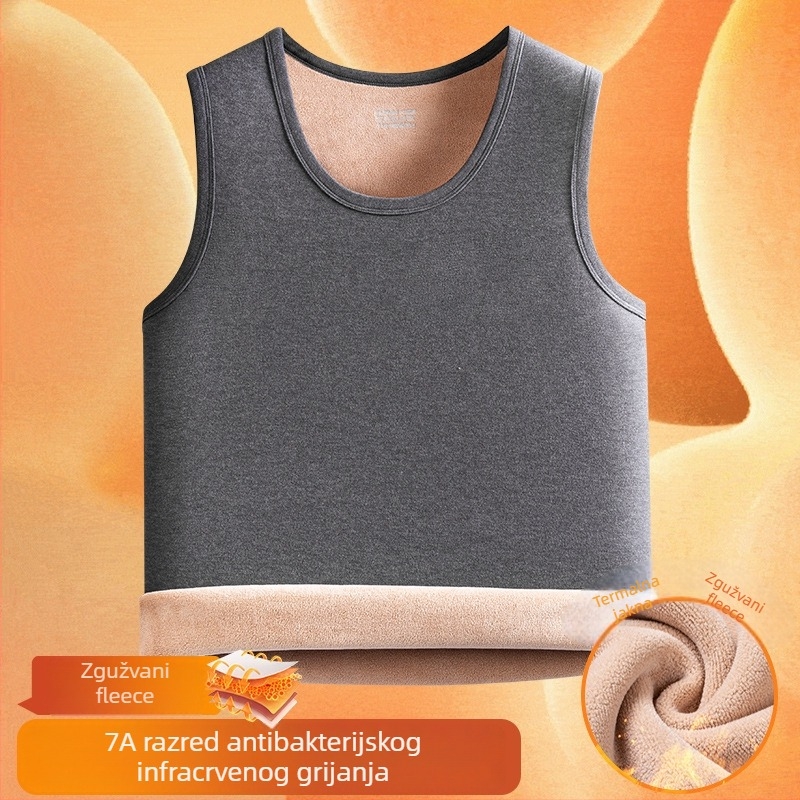 Muška zimska vesta s flis podstavom, 95% poliester, jednobojni uzorak
