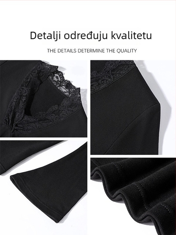 Top od viskoze s V-dekolteom, dugim rukavima, uski kroj, jednobojni, standardna duljina