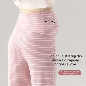 Trudničke hlače za jesen-zimu, visokim strukom, dugački kroj, od poliestera i spandeksa, pogodne za kućnu upotrebu, sport i svakodnevno nošenje.