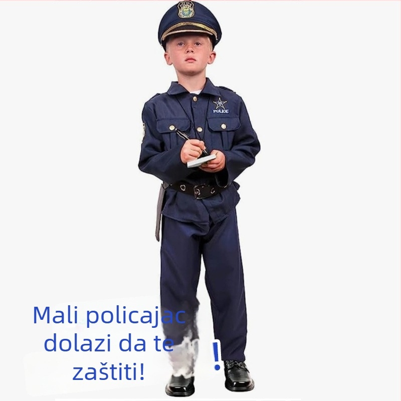 Dječji policijski cosplay kostim – Poliester radna odjeća, za djecu 3–8 godina, na skladištu, proljeće 2024