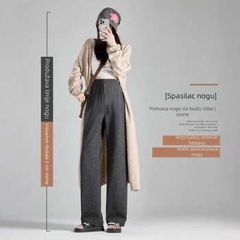 JOYNCLEON Trudničke hlače s širokim krojem, jesen-zima, debela tkanina, duge, podrška za trudnoću