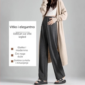 JOYNCLEON Trudničke hlače s širokim krojem, jesen-zima, debela tkanina, duge, podrška za trudnoću